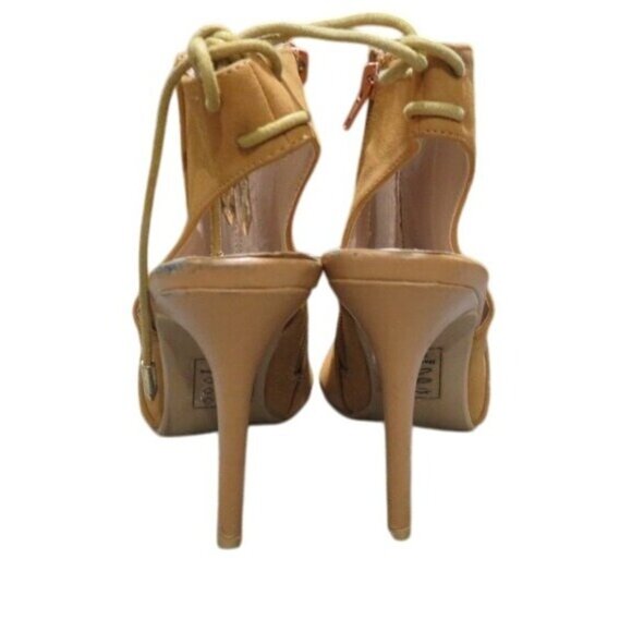 BOGO Rue21 Brown suede peep toe booties ankle boots heeled mules heels M 7-8 - Picture 4 of 13